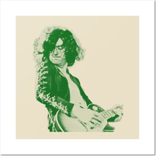 35 jimmy page - green solid style Posters and Art